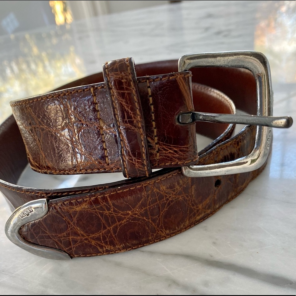 RALPH LAUREN Purple Label Alligator Brown Belt 34” Unisex